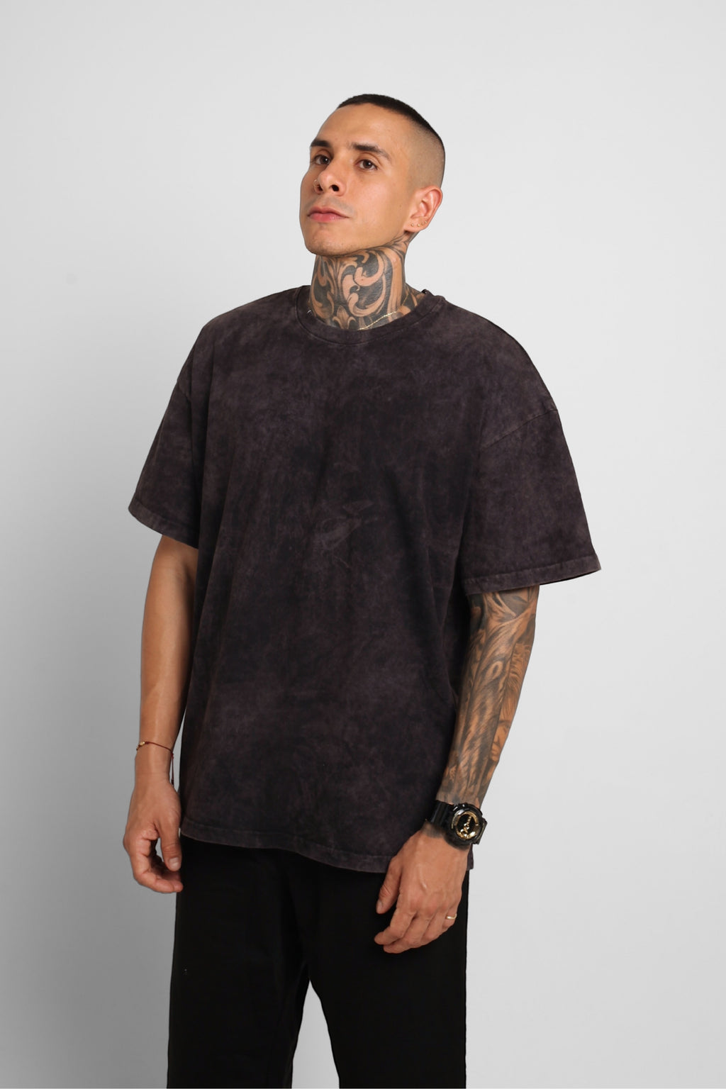 Camiseta Oversize Acid Wash Negro 200G