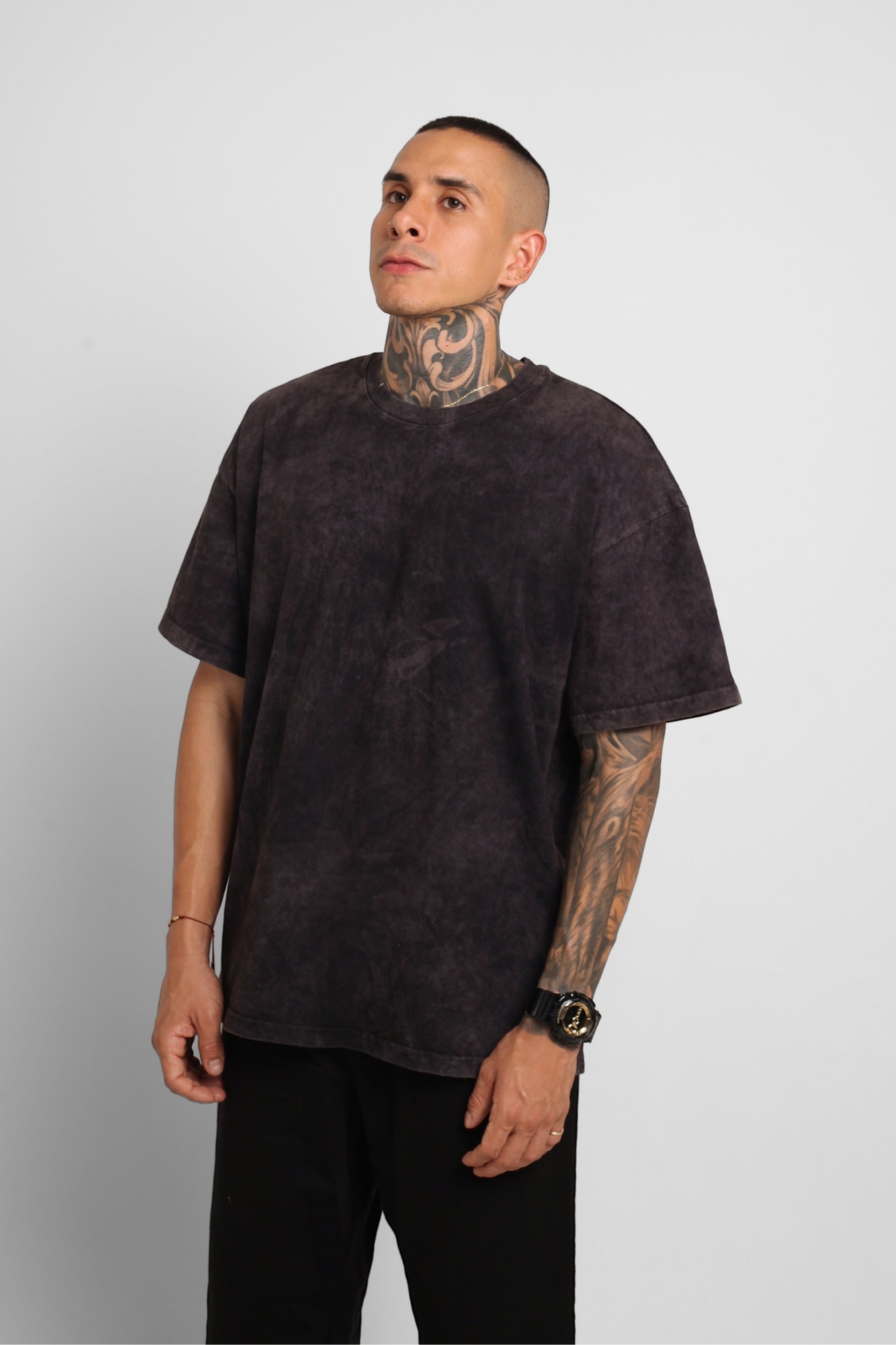 Camiseta Oversize Acid Wash Negro 200G