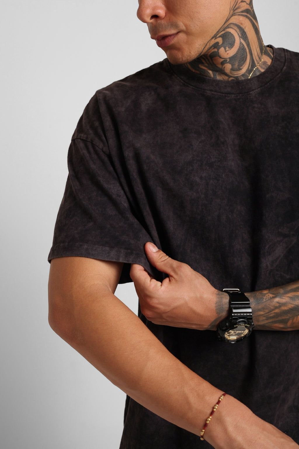 Camiseta Oversize Acid Wash Negro 200G