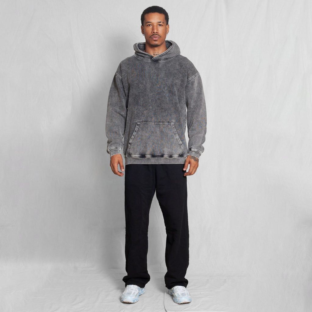 Buzo Hoodie Acid wash Negro 400G