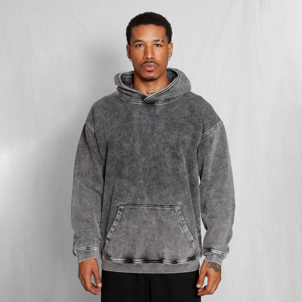 Buzo Hoodie Acid wash Negro 400G