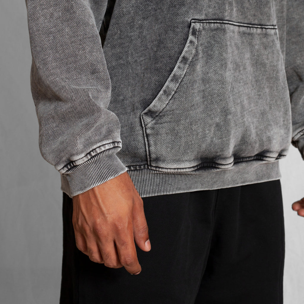 Buzo Hoodie Acid wash Negro 400G