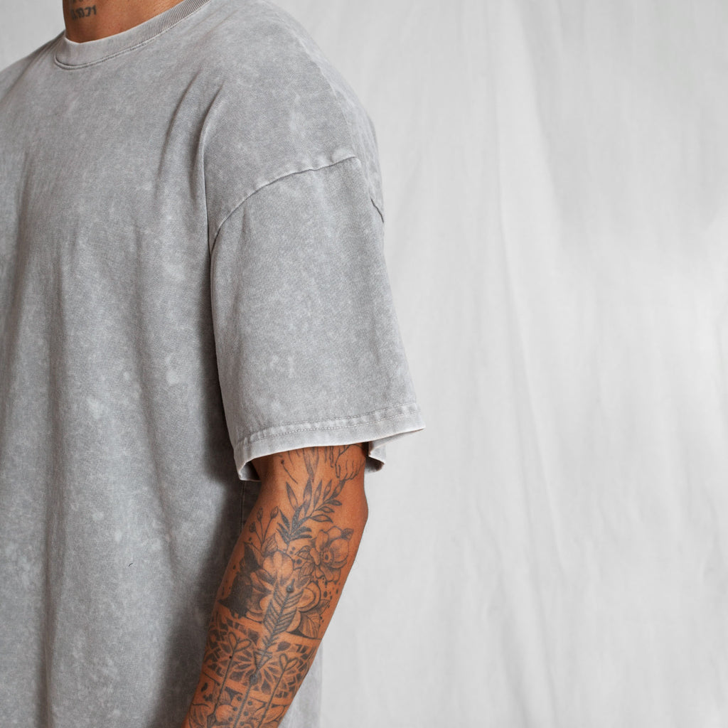Camiseta Oversize Acid Wash Gris 250G