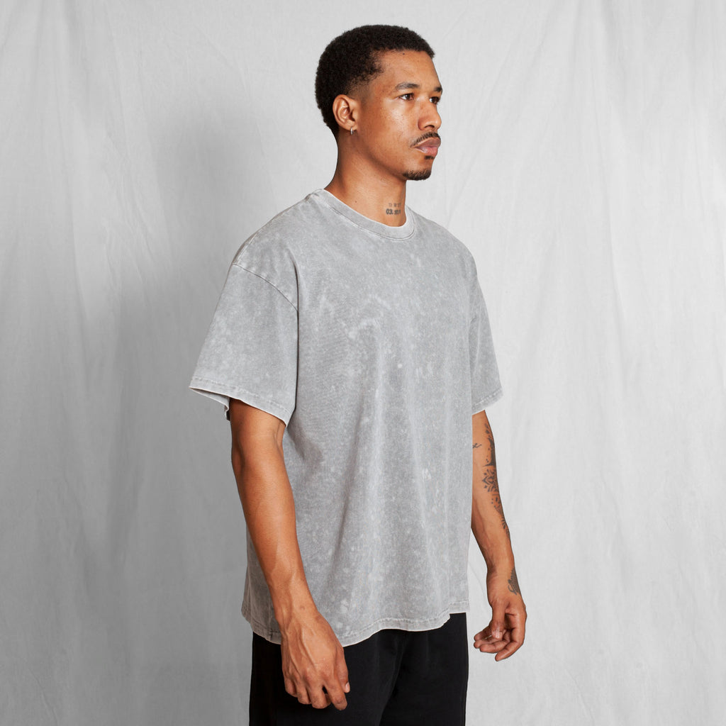 Camiseta Oversize Acid Wash Gris 250G